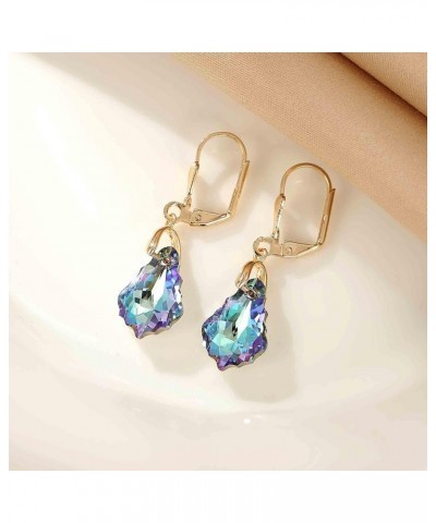 Austrian Crystal Baroque Drop Leverback Earrings for Women Fashion 14K Gold Plated Hypoallergenic Jewelry Vitrail Light $9.43...