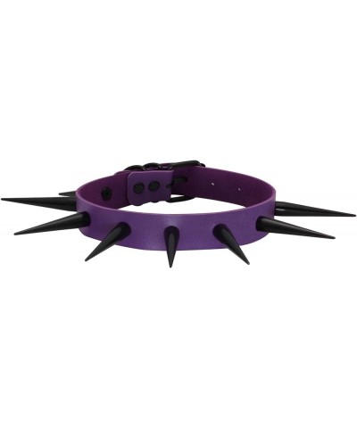 Gothic Spiked Choker Star of David Hexagram Crescent Moon Heart Cross Wing Star Skull Choker Necklace for Men Women L-Purple ...