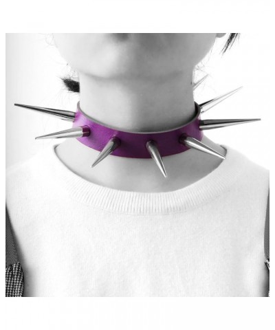 Gothic Spiked Choker Star of David Hexagram Crescent Moon Heart Cross Wing Star Skull Choker Necklace for Men Women L-Purple ...