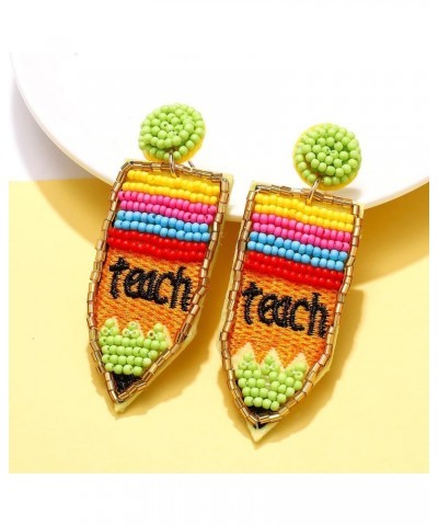 Teacher Earrings for Women Girls Handmade Beaded Pencil Teach Earrings Funny Books Reading is cool Drop Dangle Earrings for T...