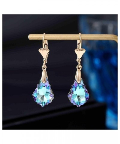 Austrian Crystal Baroque Drop Leverback Earrings for Women Fashion 14K Gold Plated Hypoallergenic Jewelry Vitrail Light $9.43...