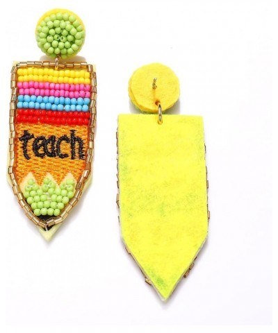 Teacher Earrings for Women Girls Handmade Beaded Pencil Teach Earrings Funny Books Reading is cool Drop Dangle Earrings for T...