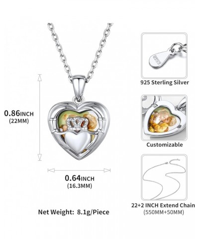 Personalized 925 Sterling Silver Irish BFF Celtic Claddagh Heart Shape Locket Necklace That Holds Pictures Custom Photo Locke...