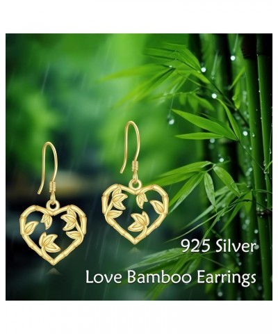 Leaf Hoop Earrings Sterling Silver Small Huggies Leaves Jewelry for Women Girls, 16mm Gold Bamboo Dangle $19.00 Earrings