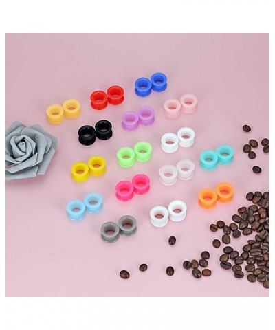 16Pairs Multi-Colors Silicone Ear Tunnels Gauges Double Flared Plugs Stretchers Flexible Ear Piercing Jewelry for Women Men 2...