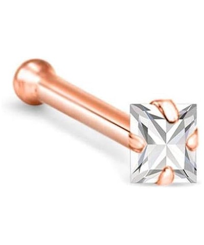 14k Rose Gold 1.5mm, 2mm, 2.5mm or 3mm Square CZ 22G 20G 18G Rose Gold Bone-2.5mm CZ-20G $15.96 Body Jewelry