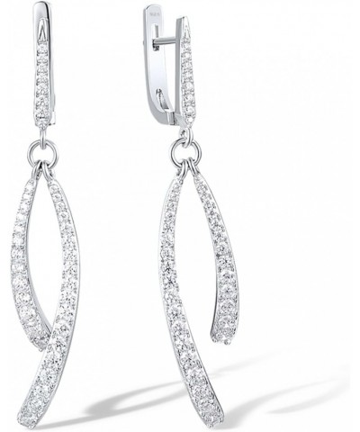 925 Sterling Silver White Wishbone Earrings White Cubic Zirconia Dangle Earrings for Women $16.66 Earrings