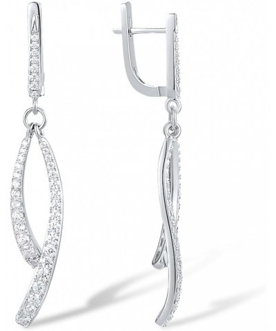 925 Sterling Silver White Wishbone Earrings White Cubic Zirconia Dangle Earrings for Women $16.66 Earrings