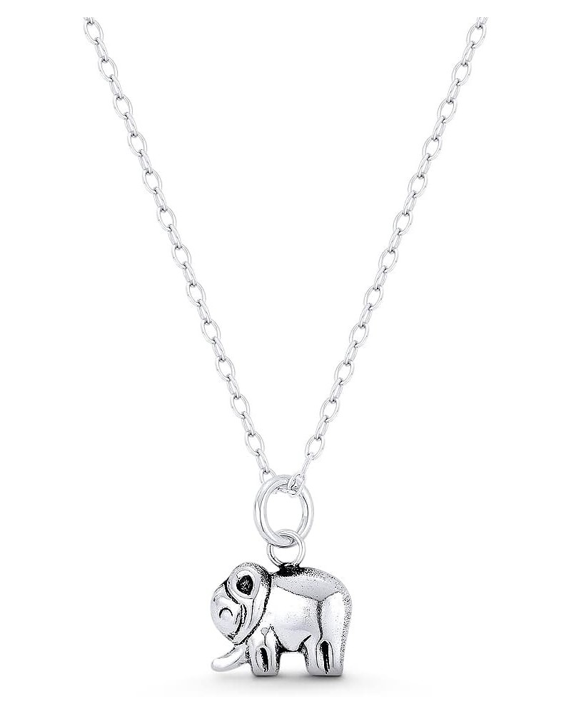 Tiny Baby Elephant Charm 13x9mm (0.5x0.35in) Lightweight Pendant in Oxidized .925 Sterling Silver 16-inch Chain Necklace $10....