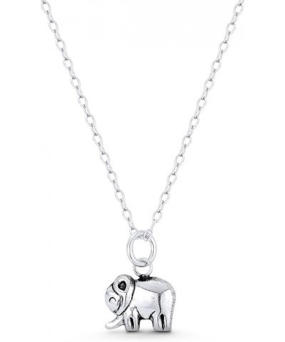 Tiny Baby Elephant Charm 13x9mm (0.5x0.35in) Lightweight Pendant in Oxidized .925 Sterling Silver 16-inch Chain Necklace $10....