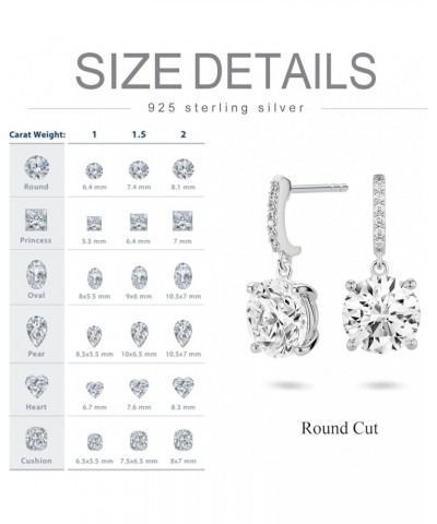 Lab-Grown Diamond Drop Earrings 2/3/4 Carat Sterling Silver Round/Heart/Princess/Cushion Cut Brilliant Moissanite Dangle Earr...