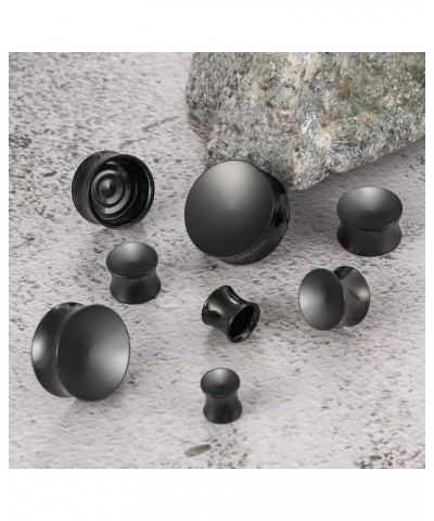 2PCS Simple Concave Ear Plugs Tunels Gauges for Stretched Ears, Hypoallergenic 316 Stainless Steel Gauges Plugs Tunnels for E...