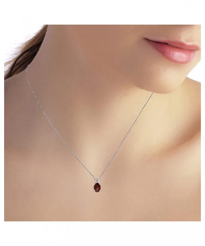 14K Gold Oval-shaped Natural Garnet Pendant Necklace White Gold 24.0 Inches $86.40 Necklaces