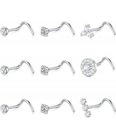 20G Stainless Steel Nose Rings Nose Studs L Shape Nose Rings Studs Nose Screw Bone Diamond Heart Corkscrew Nose Ring Nostril ...