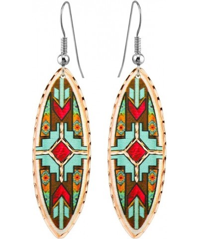 Native American Copper Earrings Women with an Elliptical Cut-out, Elongated Teardrop Earrings Colorful Artwork Earrings/Turtl...