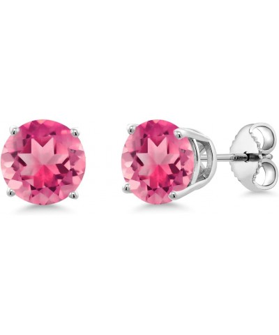 925 Sterling Silver Pink Mystic Topaz Stud Earrings For Women (3.10 Cttw, Round Cut 7MM) $22.56 Earrings