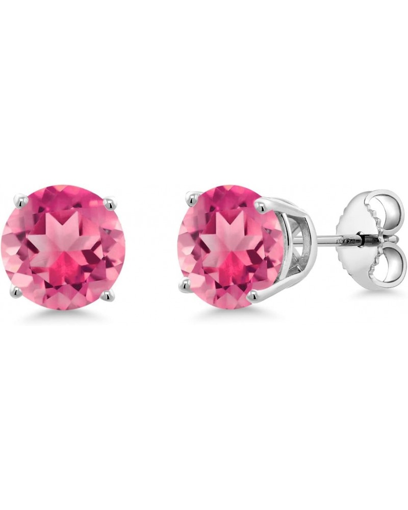 925 Sterling Silver Pink Mystic Topaz Stud Earrings For Women (3.10 Cttw, Round Cut 7MM) $22.56 Earrings