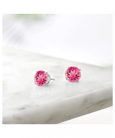 925 Sterling Silver Pink Mystic Topaz Stud Earrings For Women (3.10 Cttw, Round Cut 7MM) $22.56 Earrings