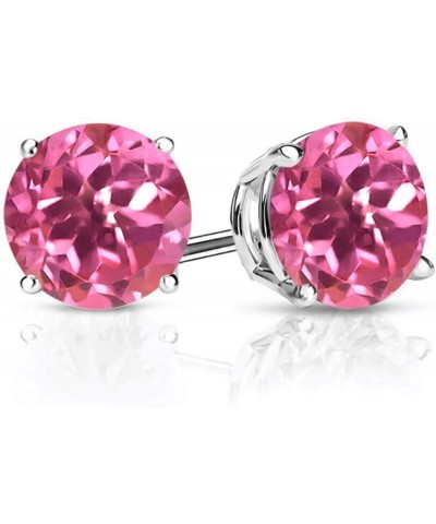 925 Sterling Silver Pink Mystic Topaz Stud Earrings For Women (3.10 Cttw, Round Cut 7MM) $22.56 Earrings