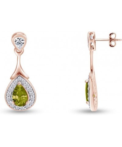 14k Rose Gold Over Sterling Silver Teardrop Dangle Earrings Simulated Peridot $41.24 Earrings