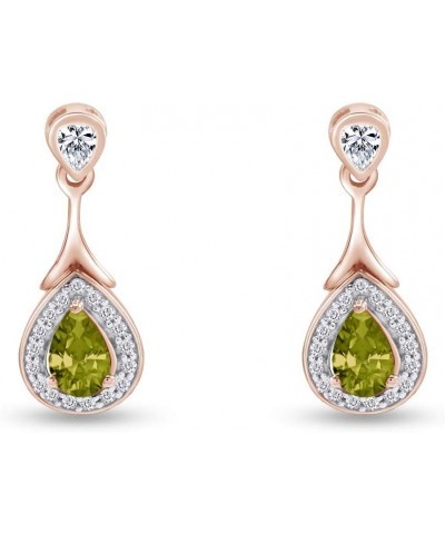 14k Rose Gold Over Sterling Silver Teardrop Dangle Earrings Simulated Peridot $41.24 Earrings