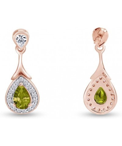 14k Rose Gold Over Sterling Silver Teardrop Dangle Earrings Simulated Peridot $41.24 Earrings