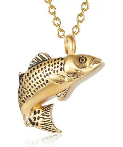 Cremation Jewelry for Ashes Stainless Steel Keepsake Fish Pendant Memorial Urn Necklace Holder Ashes for Pet/Human Gold $8.15...