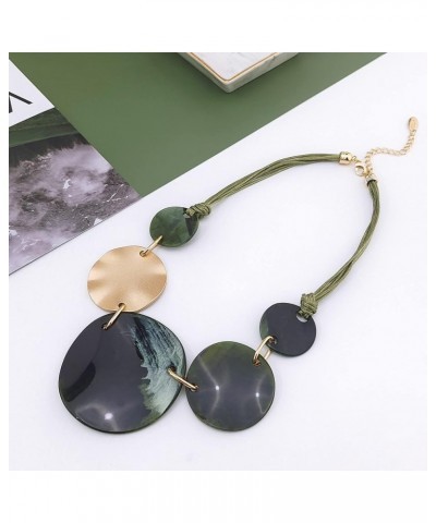 Chunky Irregular Acrylic Costume Pendant Necklace Women Large Statement 22" Collar Necklace Green $9.91 Necklaces