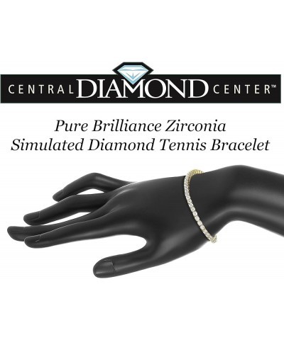 Simulated Diamond Tennis Bracelet, Pure Brilliance Zirconia, Sterling Silver 5.0ct, 7.50ct, 10ct, 17.50ct, 22ct 8" yellow gol...