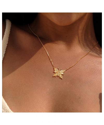 Butterfly Necklace for Women 14K Gold Plated Dainty CZ Butterfly Pendant Necklace Cute Handmade Jewelry Gifts for Her Butterf...