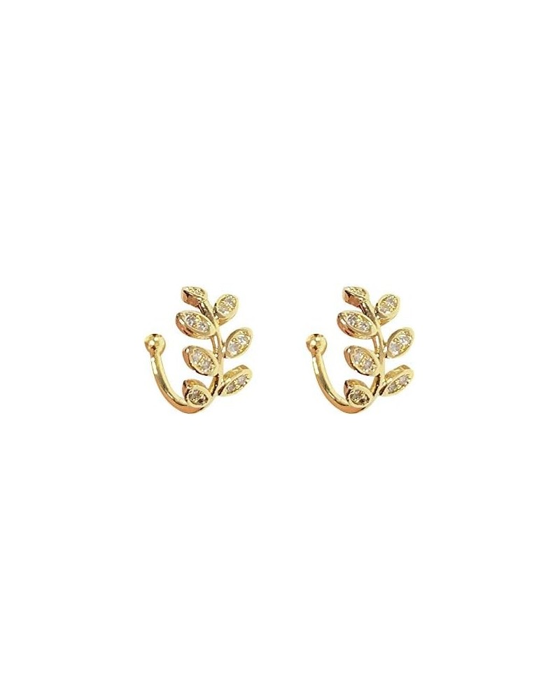 Ear Cuffs S925 Sterling Silver 18K Gold Plated Leaf Non Piercing Ear Clip Cuff Wrap Earrings Hypoallergenic Earring for Women...