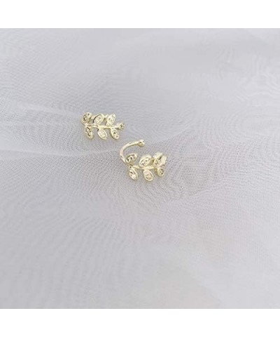 Ear Cuffs S925 Sterling Silver 18K Gold Plated Leaf Non Piercing Ear Clip Cuff Wrap Earrings Hypoallergenic Earring for Women...