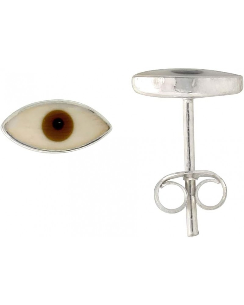 Dainty Sterling Silver Evil Eye Stud Earrings Assorted colors Brown_Eyes $11.70 Earrings