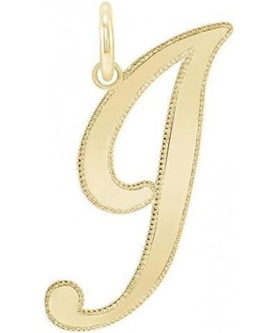 Solid 14k Gold Personalized Cursive-Style"A-Z" Initial Pendant (Size S/M/L) Large (J) Yellow Gold $66.70 Pendants