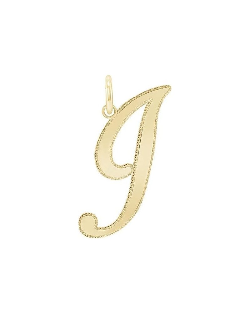 Solid 14k Gold Personalized Cursive-Style"A-Z" Initial Pendant (Size S/M/L) Large (J) Yellow Gold $66.70 Pendants