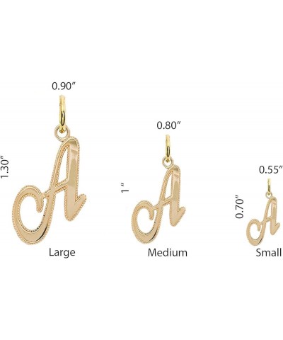 Solid 14k Gold Personalized Cursive-Style"A-Z" Initial Pendant (Size S/M/L) Large (J) Yellow Gold $66.70 Pendants