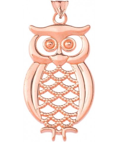 Certified 14k Gold Designer Owl Animal Pendant Necklace Rose Gold 20.0 Inches $139.49 Necklaces