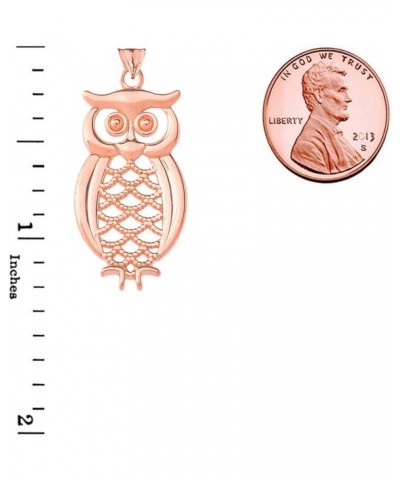 Certified 14k Gold Designer Owl Animal Pendant Necklace Rose Gold 20.0 Inches $139.49 Necklaces