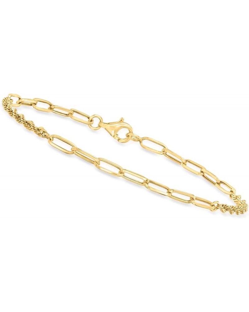 Canaria 3mm 10kt Yellow Gold Paper Clip Link and Rope-Chain Bracelet 8.0 Inches $66.65 Bracelets