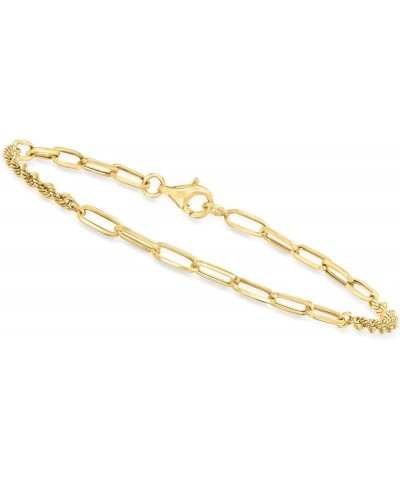 Canaria 3mm 10kt Yellow Gold Paper Clip Link and Rope-Chain Bracelet 8.0 Inches $66.65 Bracelets