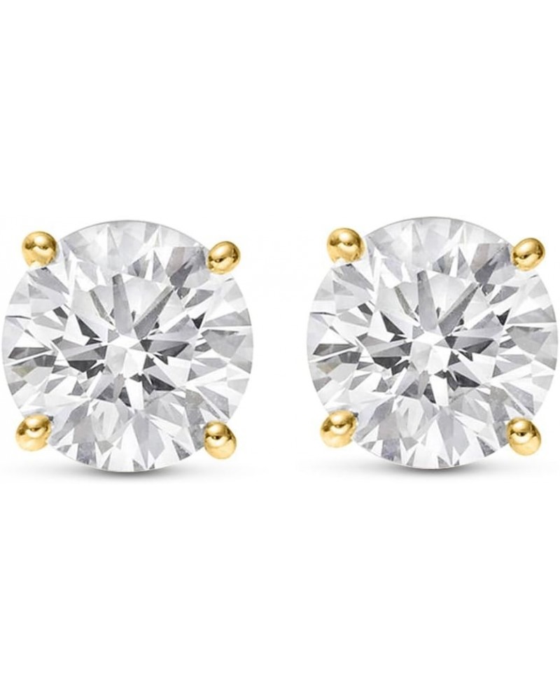 1/4-2 Carat Total Weight GIA Certified Round Diamond Stud Earrings 4 Prong Push Back (D-E Color VS1-VS2 Clarity) 1.0 Carat Ye...