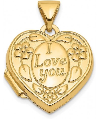 14k Yellow Gold I Love You Heart Locket 0.67g for Women $79.49 Necklaces