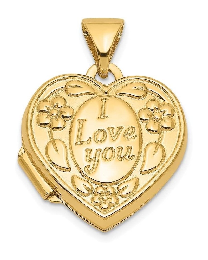 14k Yellow Gold I Love You Heart Locket 0.67g for Women $79.49 Necklaces