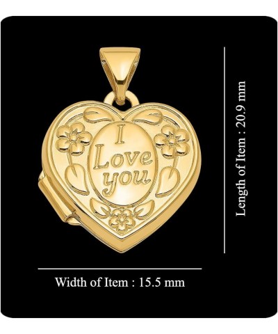 14k Yellow Gold I Love You Heart Locket 0.67g for Women $79.49 Necklaces