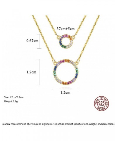 Layered Gold Necklaces for Women 18K Gold Plated Double Layer Colored Zircon Circle Pendant Dainty Necklaces Jewelry Gifts $1...