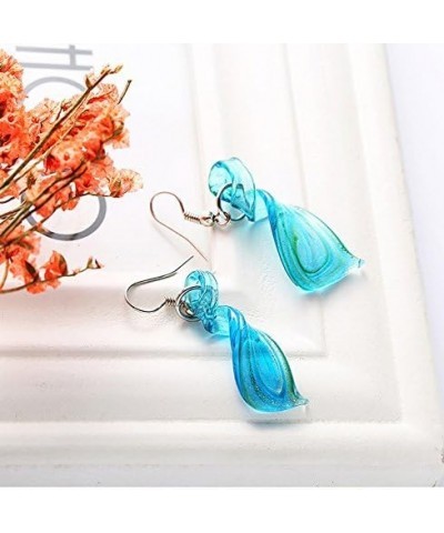 Unique Glass Artist Earrings Glaze Twist Spiral Lovely Owl Dangle earrings Handmade Glass Geometric Earrings for Women Jewelr...