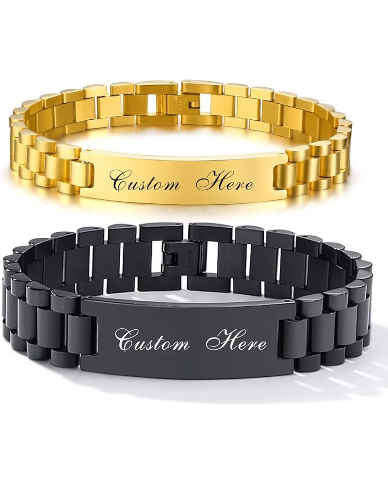 Personalized Love Gift Bracelets for Couples - Customized 15.5mm/10mm Stainless Steel Matching Bracelet for Women Men, Engrav...