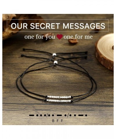 S925 Sterling Silver Morse Code Bracelets for Women, 2pcs Morse Code Bracelets Set Pinky Promise Matching Bracelets for Coupl...