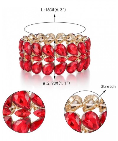 Elegant Austrian Rhinestones Costume Double Layers Teardrop Marquise Elastic Stretch Bracelet for Women Red Gold-Tone $11.72 ...