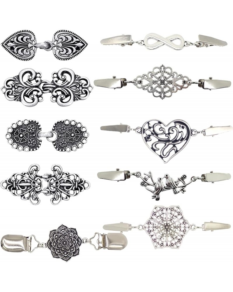 10 Pieces Sweater Shawl Clips Cardigan Clip Retro Collar Clasp Clips Dress Shirt Clips for Women Girls Clothing Silver $11.79...